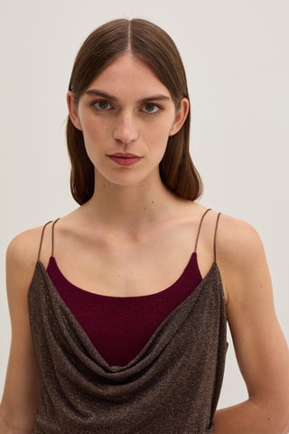 Vestido comprido - Castanho mesclado e bordô