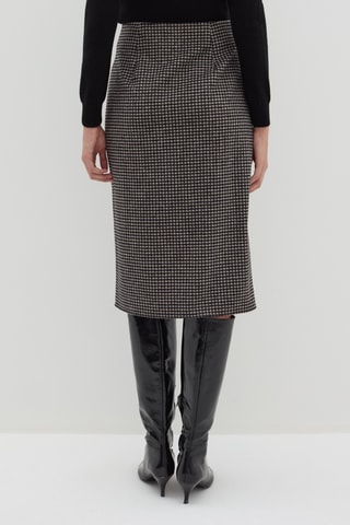 Saia traçada de lã - Preto