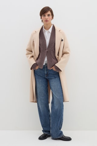 Casaco de malha em lã mérino - Castanho