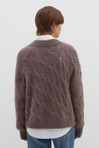 Casaco de malha em lã mérino - Castanho