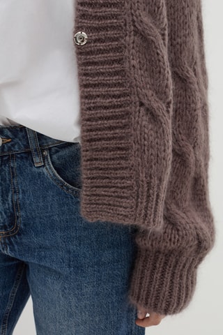 Casaco de malha em lã mérino - Castanho