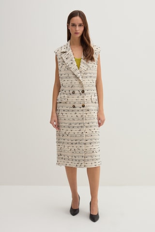 Colete comprido - Bege e preto