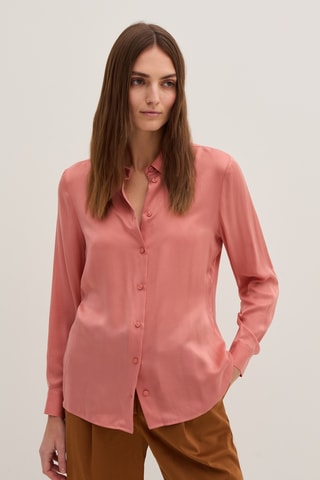 Camisa regular em seda - Rosa