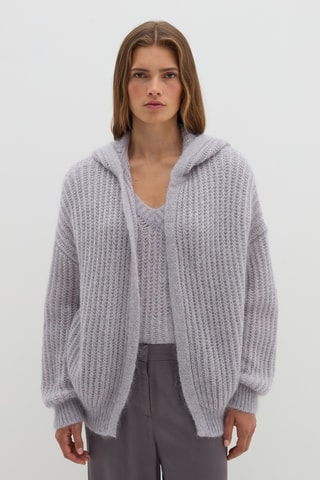 Casaco de malha com capuz - Cinzento lavanda