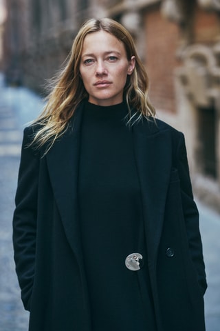 Vestido comprido de lã - Preto