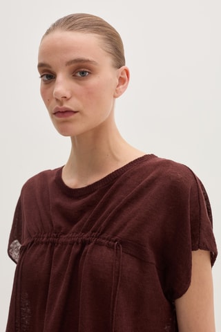 Top em linho - Castanho