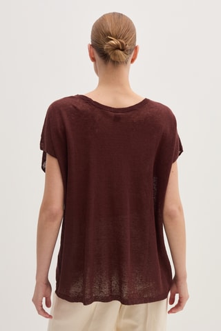 Top em linho - Castanho