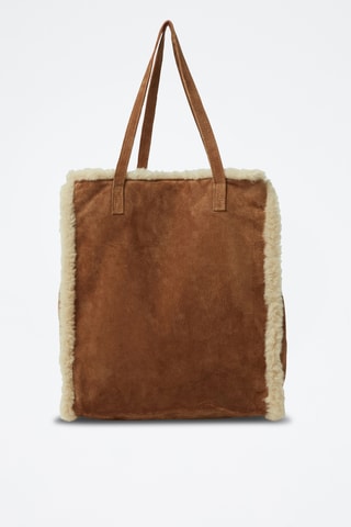 Tote bag de couro - Castanho e bege