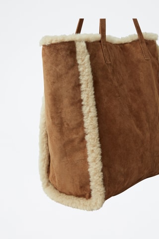 Tote bag de couro - Castanho e bege