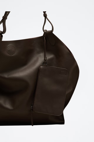 Mala shopper de couro - Castanho-escuro