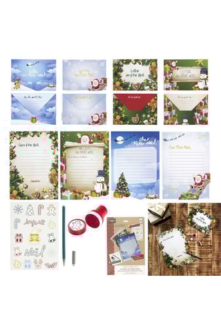 Coffret de 4 lettres au Père Noël à décorer - Vert et bleu