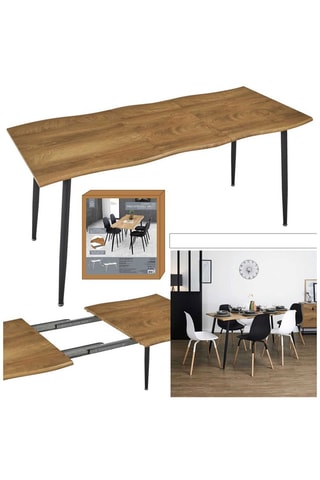 Mesa de refeição extensível Abbott Castanho -­ 4 a 6 pessoas - 120 a 160 cm