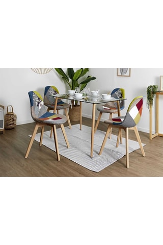 2 chaises Scandinave Patchwork - Multicolore et naturel