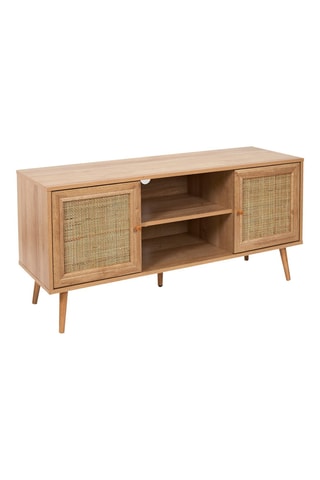 Móvel TV 2 portas em madeira e rotim Bali - 115 x 39 x 56,5 cm