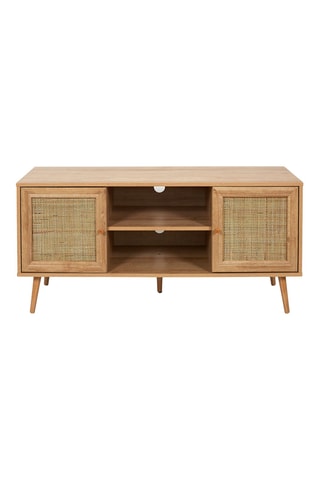 Móvel TV 2 portas em madeira e rotim Bali - 115 x 39 x 56,5 cm