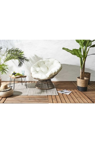 Fauteuil Cancun - Blanc et naturel - Revêtement tissu déperlant