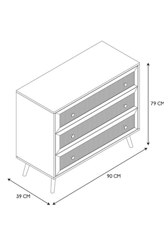 Cómoda 3 gavetas Bali Imitação madeira e natural