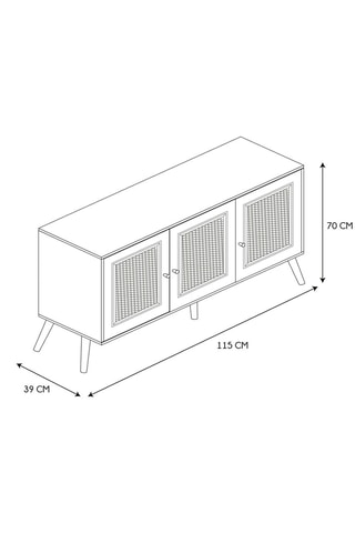 Aparador 3 portas Bali - 115 x 39 x 70 cm