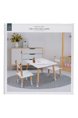 Table et 2 chaises - Imitation bois et blanc