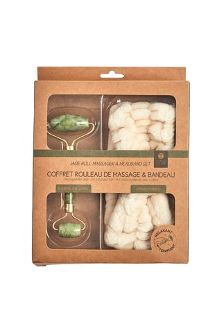 Coffret rouleau de massage en jade et bandeau - Coloris aléatoire