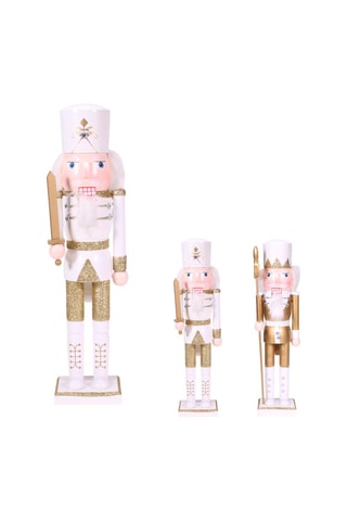 Lot de 2 figurines casse-noisette en bois -  35,5 cm