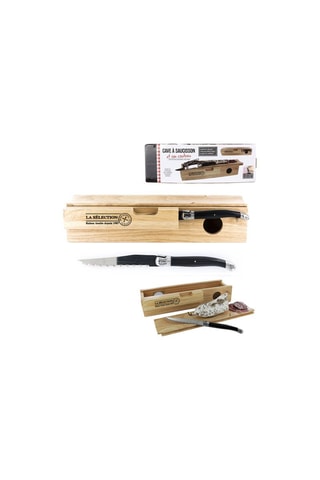 Cave à saucisson et couteau - Bois