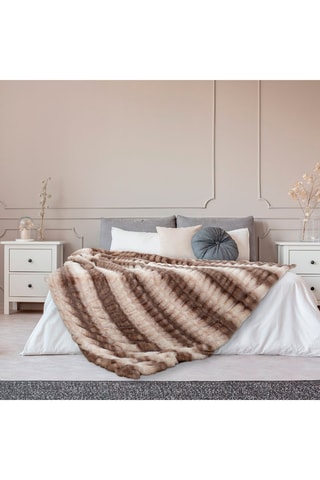 Plaid Luxury - Beige et marron - 140 x 200 X 2 cm