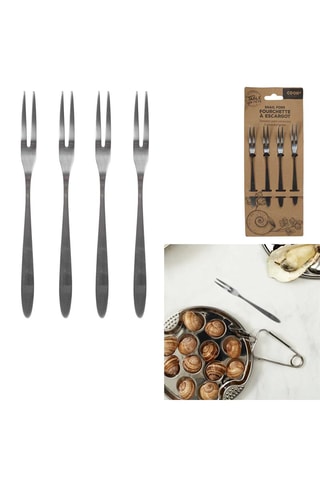 4 fourchettes à escargot en acier inoxydable - Argenté