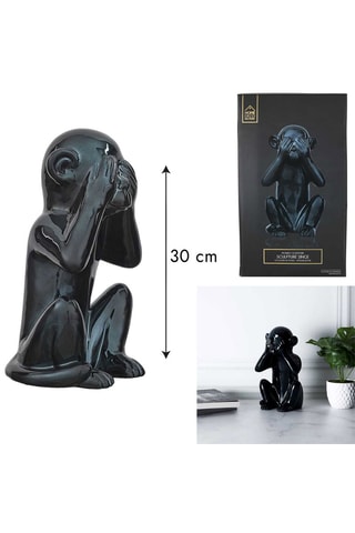 Estátua macaco 28 cm - Preto