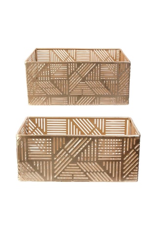 2 paniers en métal ajouré - Doré