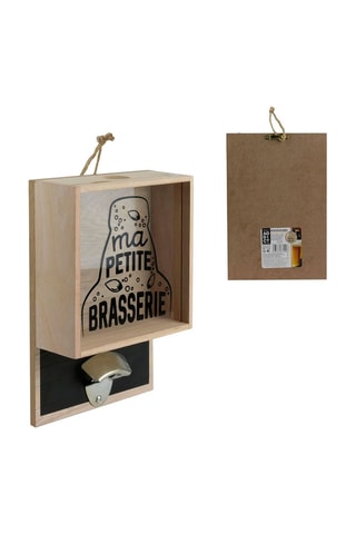 Décapsuleur mural en bois - 17,8 x 6,8 x 26 cm