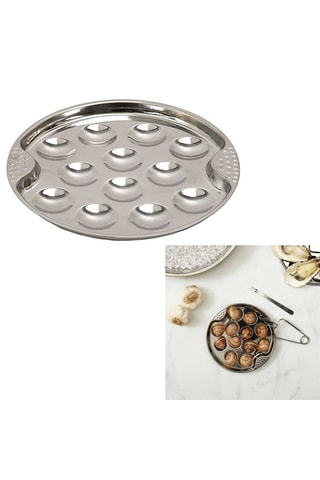 2 assiettes à escargots en acier inoxydable - 
12 emplacements - 18 cm