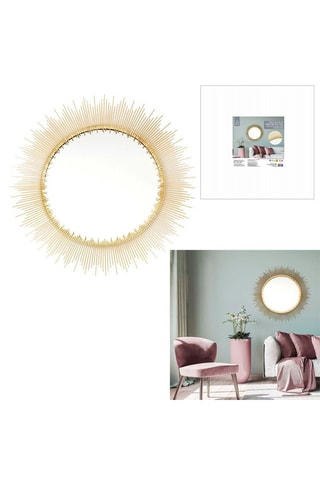 Miroir rond soleil - 60 cm - Doré