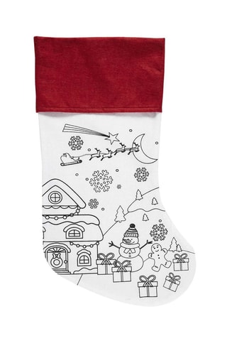 Chaussette de Noël à colorier - Blanc et rouge - Modèle aléatoire