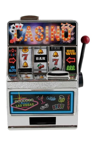 Tirelire machine à sous - Argenté et rouge