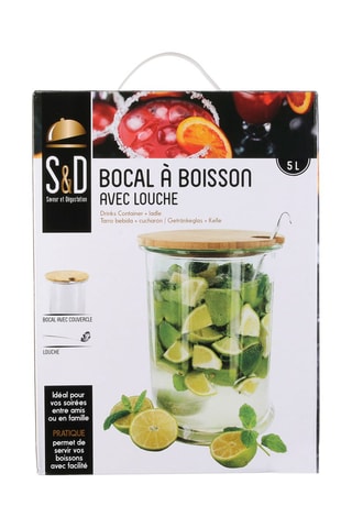 Bocal à boisson avec louche en acier inoxydable - 5 l