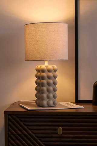 Lampe à poser en céramique et lin - Taupe