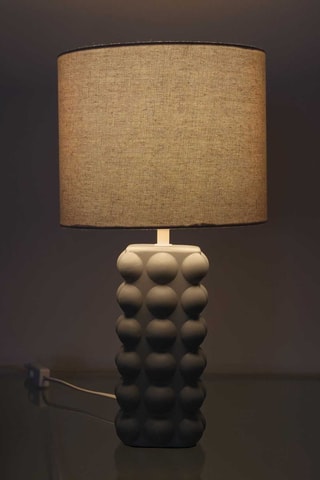 Lampe à poser en céramique et lin - Taupe