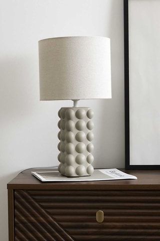 Lampe à poser en céramique et lin - Taupe