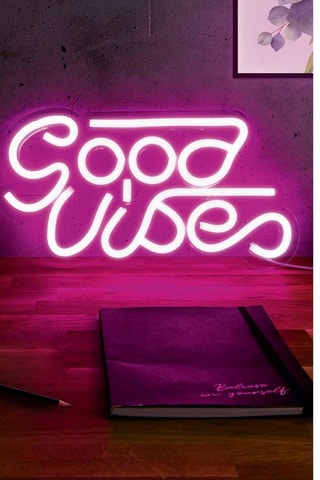 Lampe LED effet néon Good Vibes - Rose