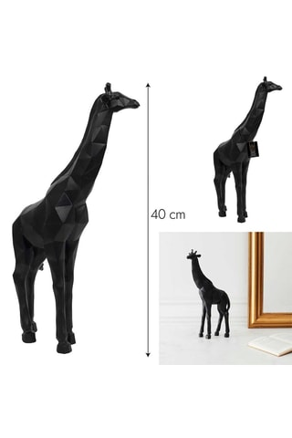 Escultura girafa origami Preto - 40 cm