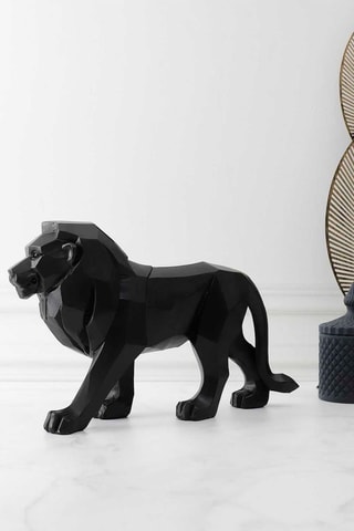 Escultura leão origami Preto - 33 cm