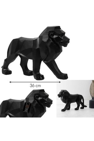 Escultura leão origami Preto - 33 cm