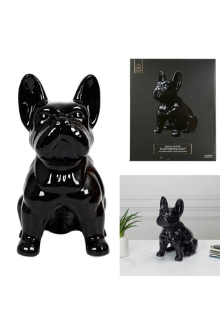 Escultura Bulldog Preto - 30 cm