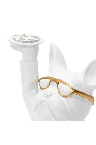 Escultura Bulldog Branco e dourado - 21 cm