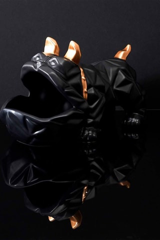 Escultua Bulldog Preto e dourado - 30 x 14,50 x 16,50 cm