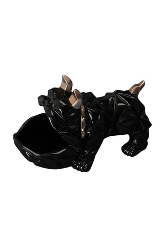 Escultua Bulldog Preto e dourado - 30 x 14,50 x 16,50 cm