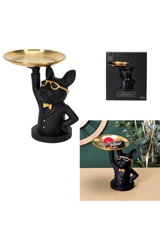 Escultura Bulldog Preto e dourado - 21 cm