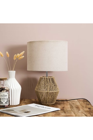 Lampe de table en lin - Vert foncé et blanc