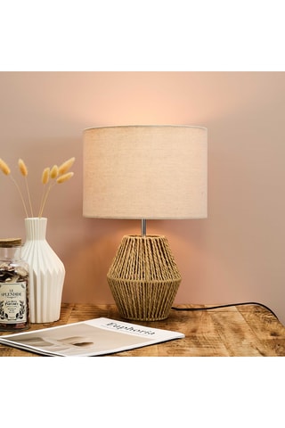 Lampe de table en lin - Vert foncé et blanc